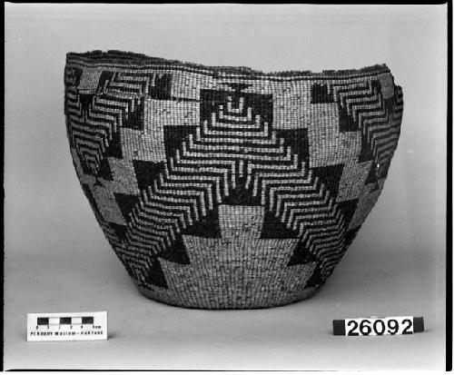 Food bowl or storage basket. From the collection of E. Jackson, 1880-1900. Plain twined, two-face overlay.