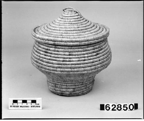 Lidded basket from the collection of Dr. Granville. Close coiled.