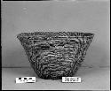 Mush or cooking bowl made by Old Mary, near Power house. From the collection of G. Nicholson and C. Hartman. Coiled, interlocking stitches, one rod.
