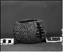 Trinket basket made by Susie Tom, near Chicken Ranch, Jamestown. Collected by G. Nicholson and C. Hartman. Coiled, split stitches, three rod.