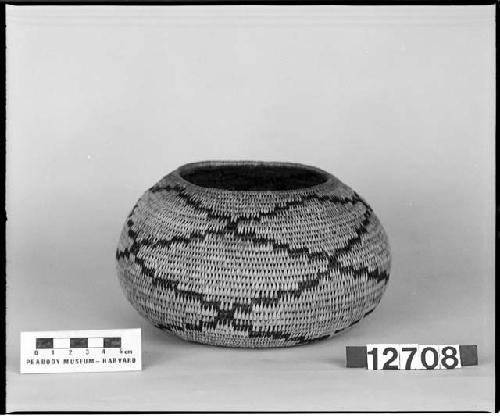 Trinket basket collected by the brothers of Mrs. J.M. Robinson, 1883-1925. Coiled, interlocking stitches, one rod.