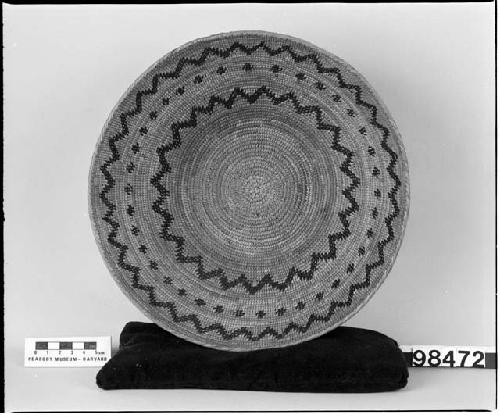 Shallow bowl or tray collected by G. Nicholson. Coiled, bundle foundation.