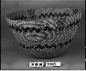 Mush bowl made by Susie, Kinsman Ranch, near North Fork. Collected by C. Hartman for G. Nicholson. Coiled, bundle foundation.