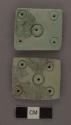 2 fragments of square jade ear plug plaques