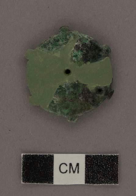 2 fragments of high gloss green jade grooved and incised disk. Thickness-3mm