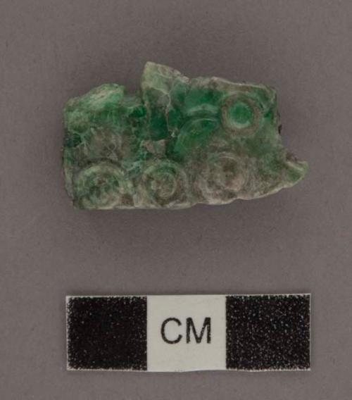 One fragment of flat two-sided carving - jade fish. 18.5 x 6.2 x 30 mm