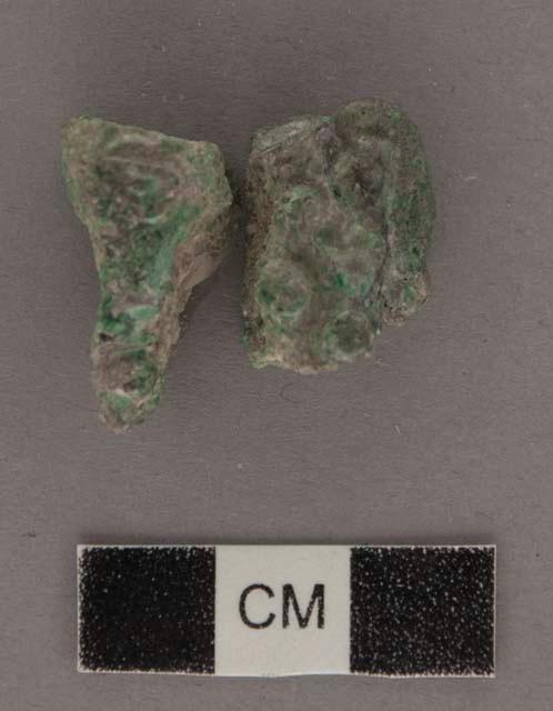 2 fragments of jade human head