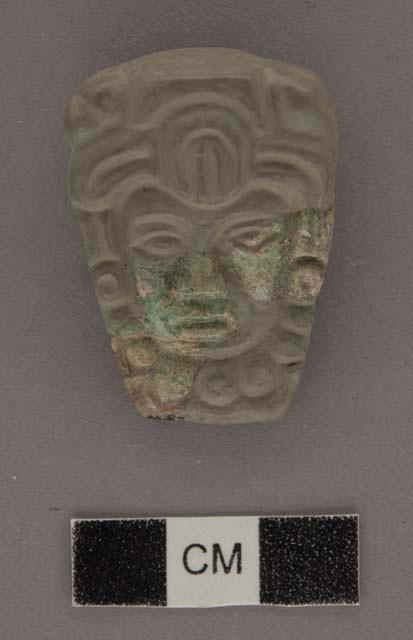 3 fragments of jade flat relief human head - 28x25, 8.5 mm.