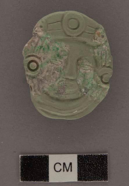 3 fragments of jade flat relief human head - 27.7x30x8.8 mm.