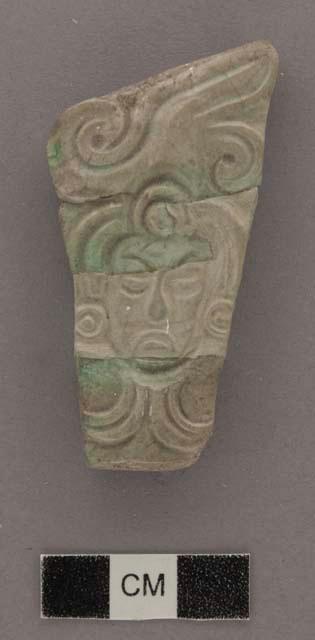 3 fragments of jade human head