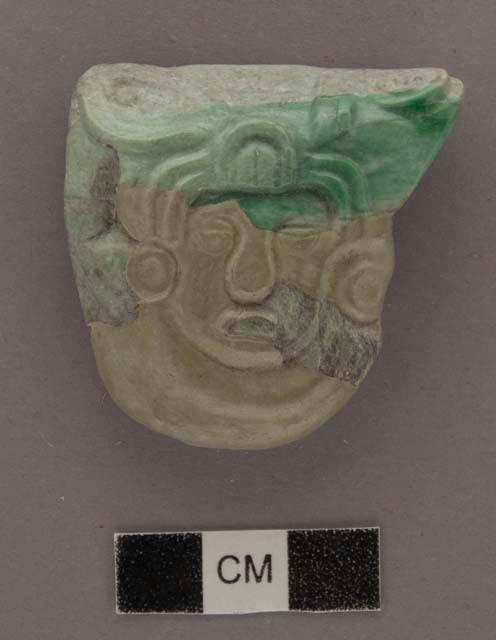 2 fragments of jade human bust (?) - 45x13 mm.