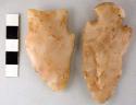 Chipped stone projectile points, one corner notched, one stemmed