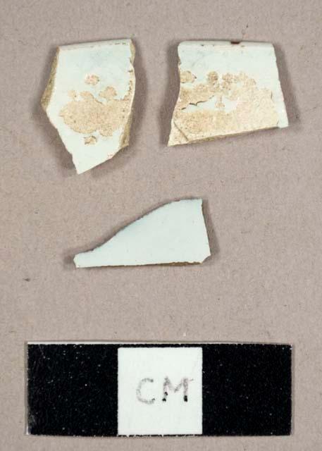 Pearlware sherds, including two rim sherds from a bowl that mend together