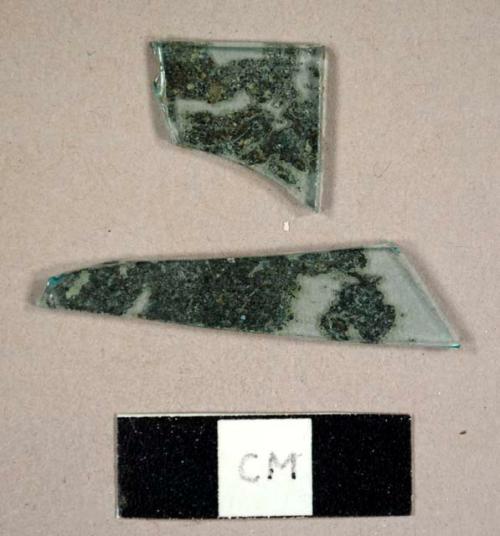 Mirror glass fragments with some silvering on the back