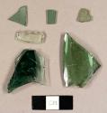 Green bottle and flat glass fragments