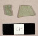 Olive green flat glass fragments