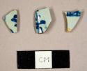 Handpainted blue on blue tin-glazed earthenware sherds