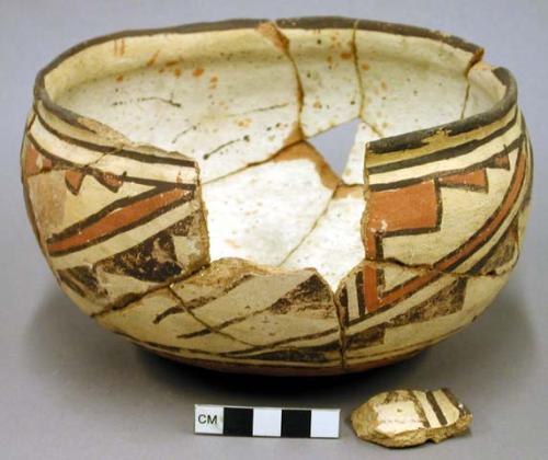 Early modern Hopi polychrome pottery bowl