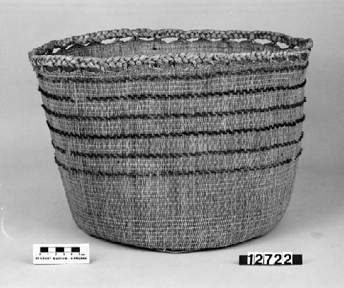 Cylindrical basket, from the collection of the brothers of Mrs. J.M. Robinson