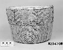 Cylindrical basket -- plain, open twined, zigzagging warps
