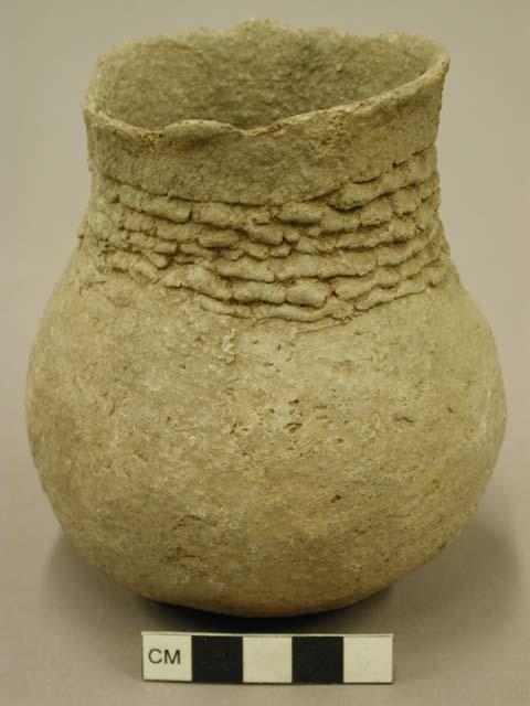 Corrugated pottery neck - small jar