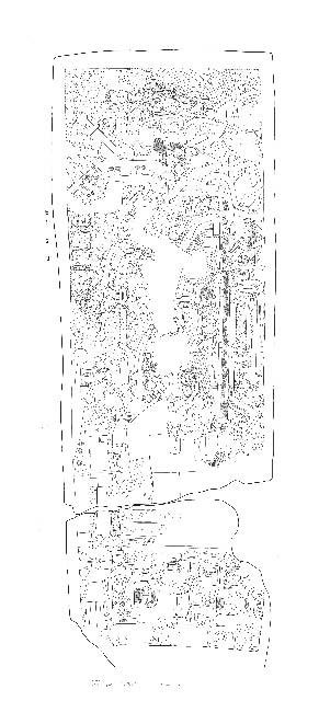 Drawing of Piedras Negras, Stela 5, front