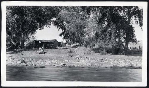 Scan of page from Judge Burt Cosgrove photo album.  The camp at Swarts Ranch, 1924.