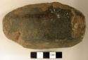 Ground stone, worked stone object, possible hammer stone