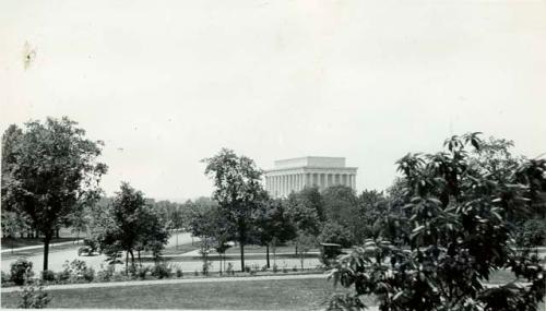 Scan of page from Judge Burt Cosgrove photo album. Lincoln Memorial