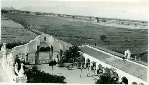 Scan of page from Judge Burt Cosgrove photo album.Convent-San Xavier Mission Tucson, Ariz.