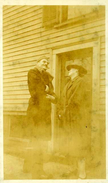 Scan of photograph from Judge Burt Cosgrove photo album."The Kids" Hattie and Karl Ruppert Jan.23-1927