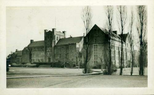 Scan of photograph from Judge Burt Cosgrove photo album.Andover Hall Divinity College-Harvard University