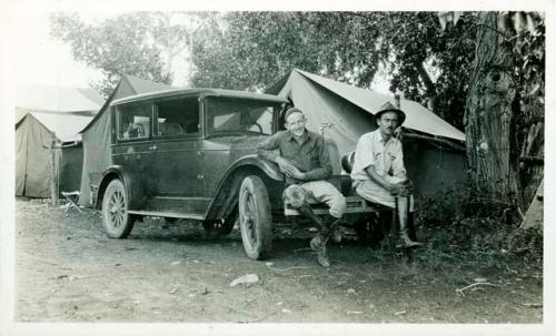 Scan of photograph from Judge Burt Cosgrove photo album.Swarts Camp July 29-1927