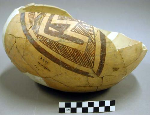 Part of awatovi black-on-yellow pottery jar