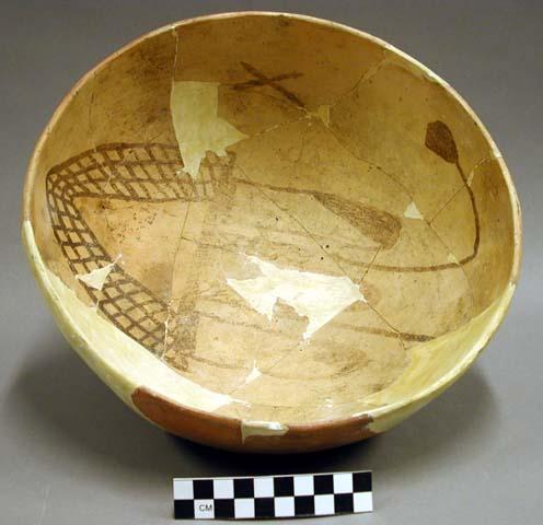 San bernardino black-on-yellow pottery bowl