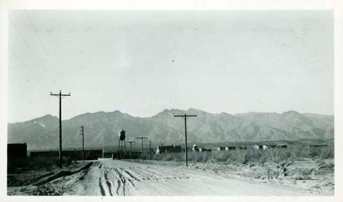 Scan of photograph from Judge Burt Cosgrove photo album.Desert Sanatorium Tucson Ariz. Oct. 1928 Santa Catolina Mts. in background