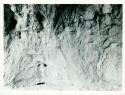Scan of photograph from Judge Burt Cosgrove photo album.Pictographs "Picture Cave" N.E. of El Paso Tex. July 1928.