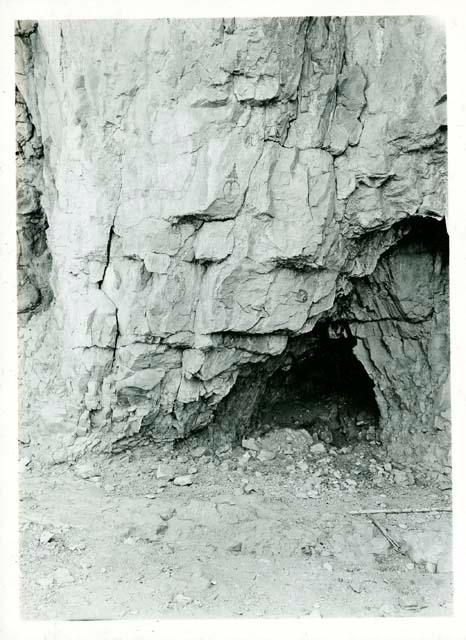 Scan of photograph from Judge Burt Cosgrove photo album.Pictographs "Picture Cave"