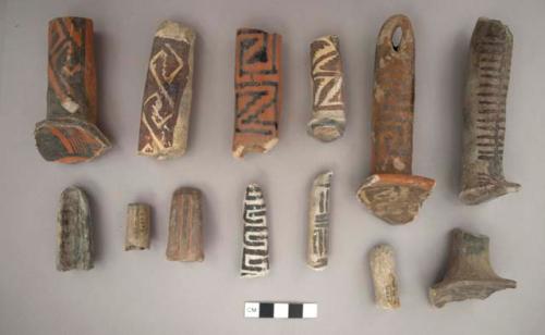 Ceramic handle fragments, various decoration