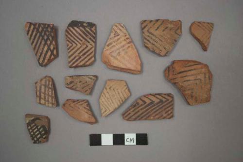 14 rim potsherds - painted on light (A3)