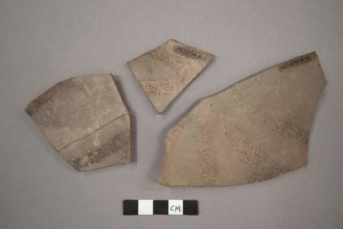 3 potsherds - gray painted, brown on gray (A5a)