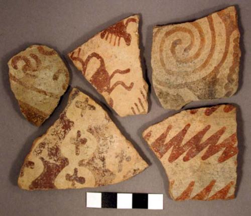 Body sherds, exterior design. sacaton red on buff