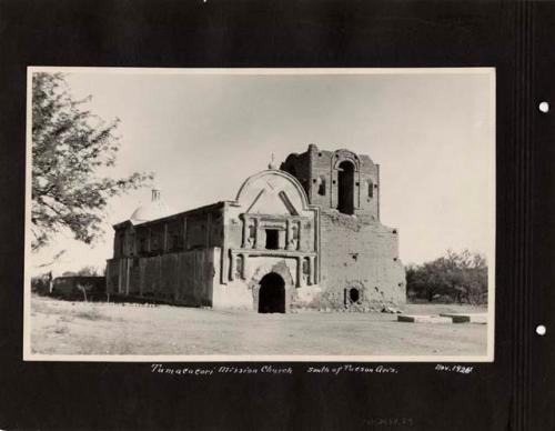 Scan of page from Judge Burt Cosgrove photo album. Tumacacori Mission Church South of Tucson, Ariz. Nov.1924
