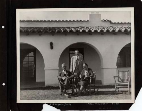 Scan of page from Judge Burt Cosgrove photo album. C.B.Cosgrove family Tucson Ariz. Airport Nov.1930