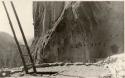 Scan of page from Judge Burt Cosgrove photo album.looking up canyon Ceremonial Cave-Frijoles Canyon New Mex August 28,1917