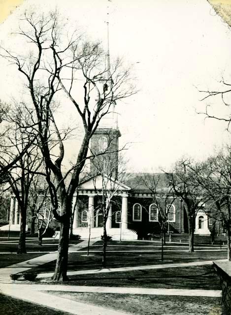 Scan of page from Judge Burt Cosgrove photo album.Memorial Chapel-Harvard