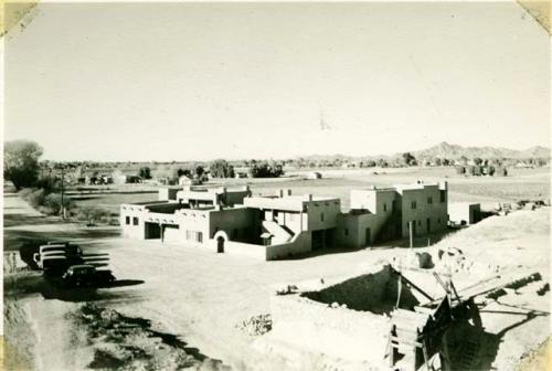 Scan of page from Judge Burt Cosgrove photo album.
Pueblo Grande Phoenix Ariz.