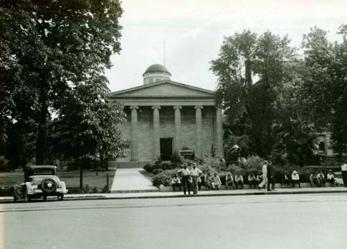 Scan of page from Judge Burt Cosgrove photo album.June 12-1934 Old State House, Frankfort Ky.