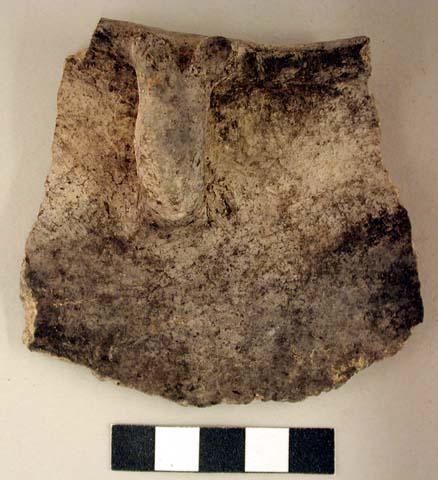 Ceramic sherd, rim with handle & lugs