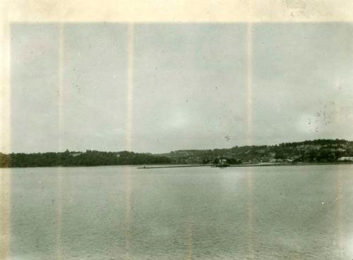 Scan of page from Judge Burt Cosgrove photo album.June 17-1934 To west across Hudson River from Rhinecliff N.Y to Kingston N.Y